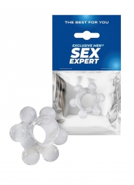 Прозрачное эрекционное кольцо с 6 стимулирующими шариками - Sex Expert - в Махачкале купить с доставкой
