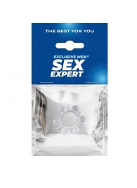 Прозрачное эрекционное кольцо с шариками и шипами - Sex Expert - в Махачкале купить с доставкой