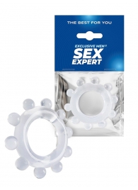 Прозрачное эрекционное кольцо со стимулирующими шариками - Sex Expert - в Махачкале купить с доставкой