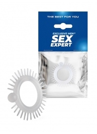 Эластичное эрекционное кольцо с шипиками и шариком - Sex Expert - в Махачкале купить с доставкой