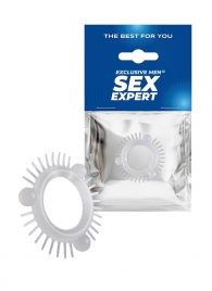 Эластичное эрекционное кольцо с 3 шариками и шипами - Sex Expert - в Махачкале купить с доставкой