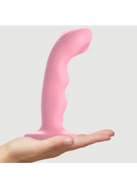 Розовая насадка-стимулятор Strap-On-Me Tapping Dildo Wave - Strap-on-me - купить с доставкой в Махачкале