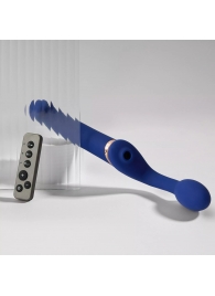 Синий безремневой страпон Multi Orgasm Bendable Strap-On size L с клиторальной стимуляцией - Strap-on-me - купить с доставкой в Махачкале