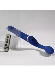 Синий безремневой страпон Multi Orgasm Bendable Strap-On size XL с клиторальной стимуляцией - Strap-on-me - купить с доставкой в Махачкале