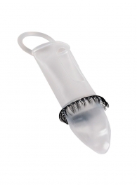 Закрытая насадка на пенис с подхватом мошонки и стимулирующими «ресничками» - Sextaz - в Махачкале купить с доставкой