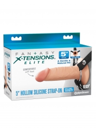 Телесный пустотелый фаллопротез 5’’ Hollow Silicone Strap-On - 14 см. - Pipedream - купить с доставкой в Махачкале