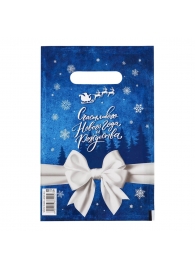 Сине-белый подарочный новогодний пакет с вырубной ручкой (20х30 см) - Сима-Ленд - купить с доставкой в Махачкале