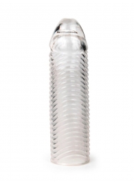 Прозрачная закрытая насадка на пенис с ребрышками - 16 см. - Sex Expert - в Махачкале купить с доставкой