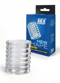 Прозрачная сквозная насадка на пенис с ребрышками - Sex Expert - в Махачкале купить с доставкой
