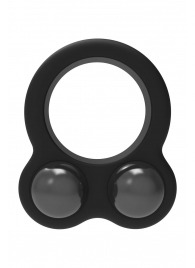 Черное эрекционное кольцо с утяжелителями Cockring Dual Weight - Dream Toys - в Махачкале купить с доставкой