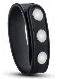 Черное эрекционное кольцо на кнопках - Blush Novelties - в Махачкале купить с доставкой