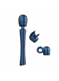Синий вибромассажёр с насадками Man.wand Edgy - Manwan - в Махачкале купить с доставкой