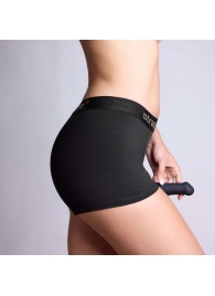 Черные трусики-боксеры для фиксации насадок Strap-on-me Harness Lingerie Allure - size XL - Strap-on-me - купить с доставкой в Махачкале