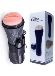 Телесный мастурбатор-вагина в черной колбе с вибрацией - Boys of Toys - в Махачкале купить с доставкой