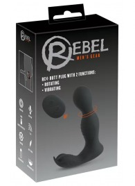 Черная анальная пробка с вибрацией, вращением и пультом ДУ RC Butt Plug with 2 Functions - Orion - в Махачкале купить с доставкой
