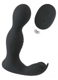Черная анальная пробка с вибрацией, вращением и пультом ДУ RC Butt Plug with 2 Functions - Orion - в Махачкале купить с доставкой