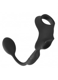 Черное виброкольцо с анальной пробкой Cock Ring with RC Butt Plug - Orion - в Махачкале купить с доставкой