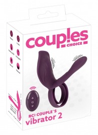 Фиолетовая насадка на член с клиторальным отростком и пультом ДУ RC Couple’s Vibrator 2 - Orion - в Махачкале купить с доставкой
