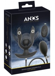 Черная расширяющаяся анальная пробка с вибрацией RC Inflatable Expander Plug with Vibration - Orion