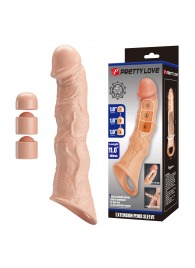 Телесный фаллоудлинитель с 3 вставками - 28 см. - Baile - в Махачкале купить с доставкой