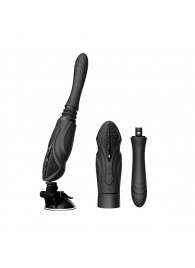 Черная секс-машина с функцией нагрева, насадками и присоской Sesh - Zalo - купить с доставкой в Махачкале