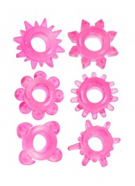 Набор из 6 розовых эрекционных колец с различным рельефом - Erowoman-Eroman - в Махачкале купить с доставкой