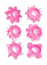 Набор из 6 розовых эрекционных колец с различным рельефом - Erowoman-Eroman - в Махачкале купить с доставкой