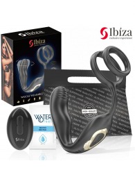 Черная анальная пробка с вращением и эрекционными кольцами - Ibiza - в Махачкале купить с доставкой