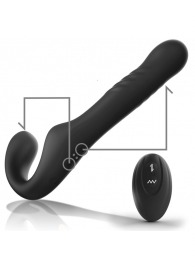 Черный безремневой страпон с вибрацией и возвратно-поступательными движениями - 24 см. - Ibiza - купить с доставкой в Махачкале