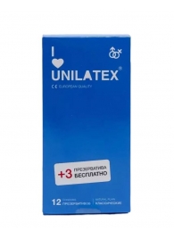 Классические презервативы Unilatex Natural Plain - 12 шт. + 3 шт. в подарок - Unilatex - купить с доставкой в Махачкале