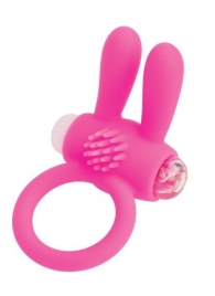 Розовое эрекционное виброкольцо A-toys с ушками - A-toys - в Махачкале купить с доставкой