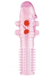 Гелевая розовая насадка с шариками и шипами - 14 см. - ToyFa - в Махачкале купить с доставкой
