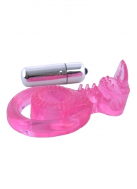 Розовая вибронасадка со стимулятор клитора   Язычок - Toyfa Basic - в Махачкале купить с доставкой