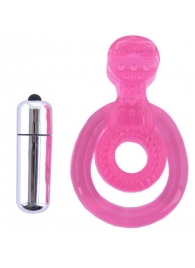 Розовая вибронасадка со стимулятор клитора   Язычок - Toyfa Basic - в Махачкале купить с доставкой