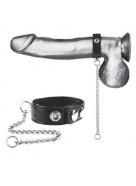 Утяжка на пенис с поводком Snap Cock Ring With 12  Leash - BlueLine - купить с доставкой в Махачкале