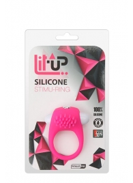 Розовое эрекционное кольцо с щеточкой LIT-UP SILICONE STIMU RING 5 - Dream Toys - в Махачкале купить с доставкой