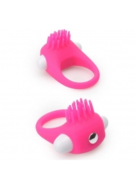 Розовое эрекционное кольцо с щеточкой LIT-UP SILICONE STIMU RING 5 - Dream Toys - в Махачкале купить с доставкой