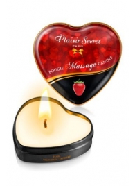 Массажная свеча с ароматом клубники Bougie Massage Candle - 35 мл. - Plaisir Secret - купить с доставкой в Махачкале
