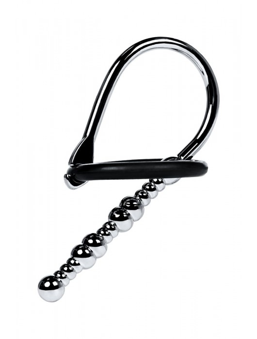 Серебристый уретральный плаг-бусины TOYFA Metal с мягким фиксириющим кольцом - ToyFa - купить с доставкой в Махачкале