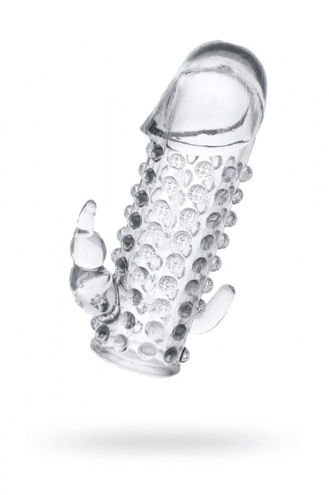 Гелевая прозрачная насадка с 2 отростками - 13 см. - Toyfa Basic - в Махачкале купить с доставкой