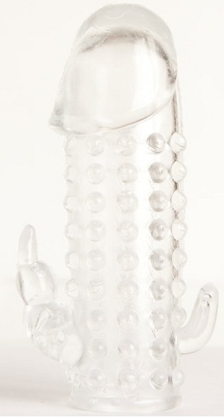 Гелевая прозрачная насадка с 2 отростками - 13 см. - Toyfa Basic - в Махачкале купить с доставкой