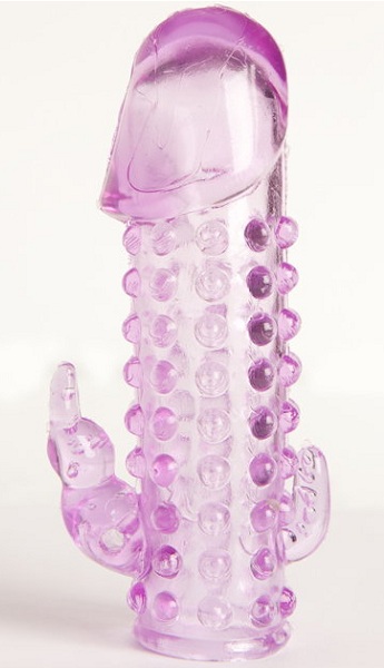 Закрытая фиолетовая насадка с 2 отростками - 13 см. - Toyfa Basic - в Махачкале купить с доставкой