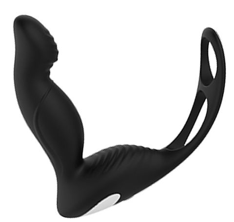Черный вибромассажер простаты P-PLEASER W ERECTION ENHANCE - Dream Toys - в Махачкале купить с доставкой