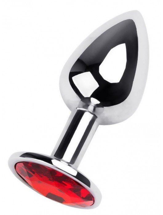 Маленькая коническая серебристая анальная пробка с красным кристаллом - 7 см. - ToyFa - купить с доставкой в Махачкале