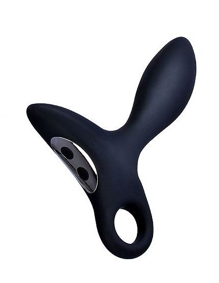 Черный силиконовый анальный вибромассажер Erokey с колечком-ограничителем - Erokay - в Махачкале купить с доставкой