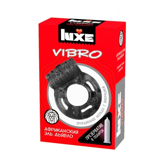 Чёрное эрекционное виброкольцо Luxe VIBRO  Африканский Эль Дьябло  + презерватив - Luxe - в Махачкале купить с доставкой