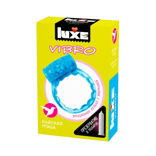 Голубое эрекционное виброкольцо Luxe VIBRO  Райская птица  + презерватив - Luxe - в Махачкале купить с доставкой