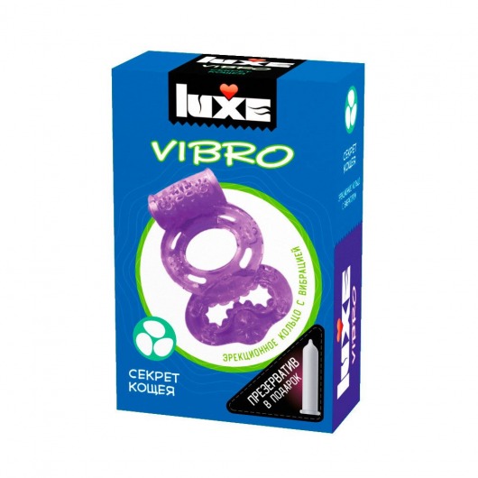 Фиолетовое эрекционное виброкольцо Luxe VIBRO  Секрет Кощея  + презерватив - Luxe - в Махачкале купить с доставкой