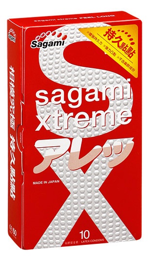Утолщенные презервативы Sagami Xtreme Feel Long с точками - 10 шт. - Sagami - купить с доставкой в Махачкале