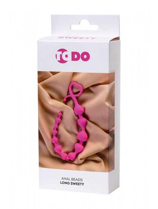 Розовая силиконовая анальная цепочка Long Sweety - 34 см. - ToyFa
